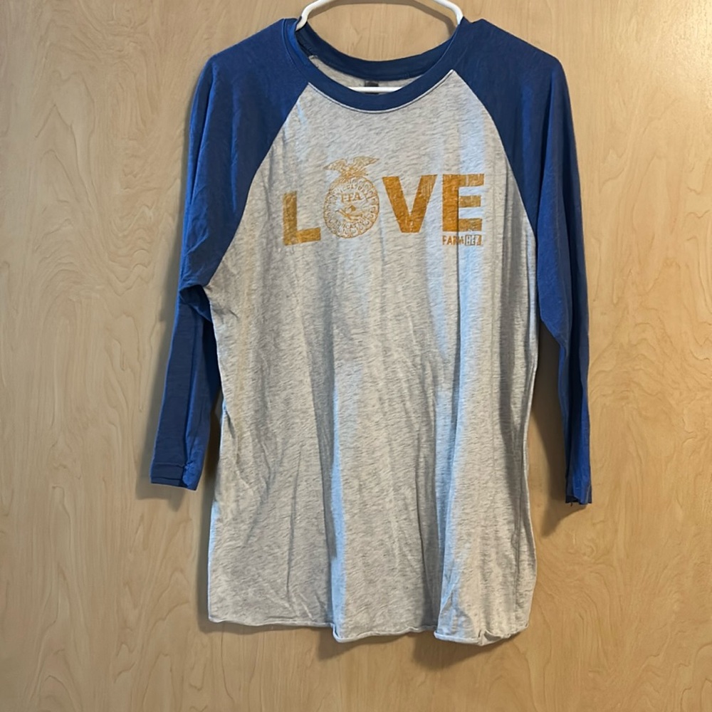 Blue and Grey FarmHer FFA Baseball tee